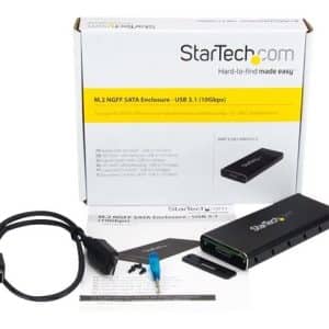 StarTech.Com M.2 SSD Enclosure For M.2 SATA SSDs - USB 3.1 (10Gbps) With USB-C Cable - External Enclosure For USB-C Host - Aluminum (SM21BMU31C3)