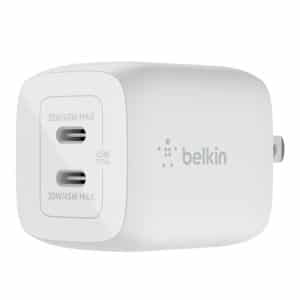 Belkin Adaptador de Corriente 45W - Tecnología PPS y GaN - Doble Puerto USB-C - Blanco