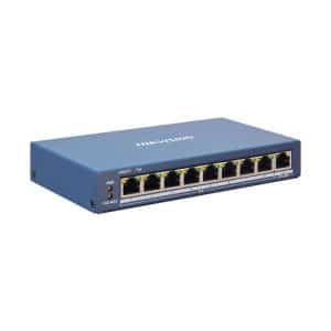 Switch Monitoreable PoE+ / 8 puertos 100 Mbps PoE+ / 1 puerto 1000 Mbps de Uplink / PoE hasta 300 Metros / Conexión Remota desde Hik-ParnerPro / 110 W
