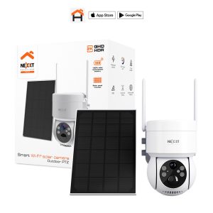 Nexxt Solutions - Cámara de Seguridad PTZ 3MP 2K para Exteriores con Panel Solar Wi-Fi