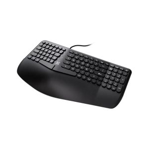Klip Xtreme - Teclado Alámbrico Ergonómico Evolve USB con Reposa Manos, Español - Negro