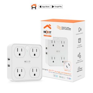 Nexxt Solutions - Protección contra Sobretensiones de 4 Salidas NEMA-15P + 2 Puertos USB-A y 2 Puertos USB-C, 900J/1875W