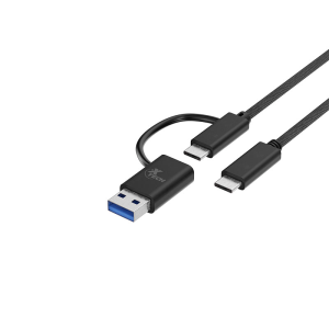 Xtech - XTC532 Cable Adaptador 2 en 1 USB-C a USB-C con dongle USB-A 2.0 - Negro