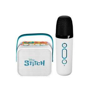 Xtech - Mini Bocina para Karaoke con Micrófono Edición Stitch - Blanco con Celeste