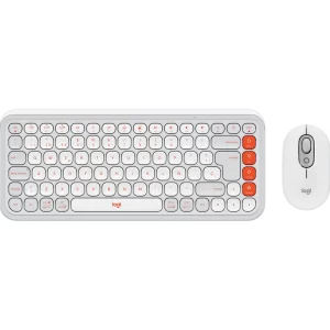 Logitech - POP Icon Combo de Teclado y Mouse Inalámbricos Bluetooth, Español, Blanco y Naranja