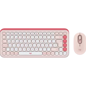 Logitech - POP Icon Combo de Teclado y Mouse Inalámbricos Bluetooth, Español - Rosado y Blanco