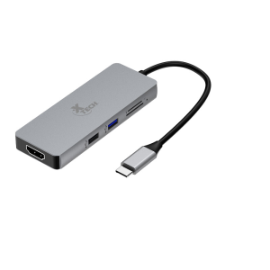 Xtech - XTC564 Hub USB-C de 5 Puertos 1x HDMI + 1x USB-A 3.0 + 1x USB-A 2.0 + SD/TF - Gris