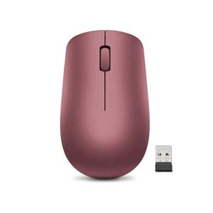 Lenovo - Mouse Inalámbrico USB 2.4Ghz 1200 DPI, Rojo Cereza