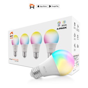 Nexxt Solutions - Paquete de Bombillas Inteligentes LED RGB Wi-Fi 9W E26 4 Unidades