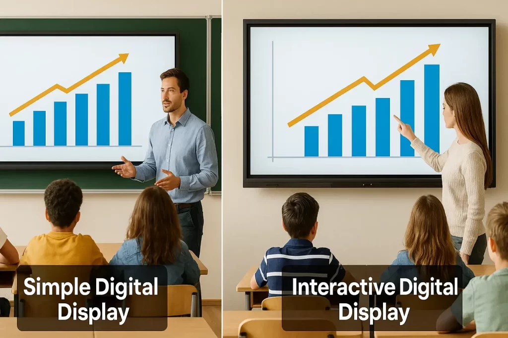 diferencia entre pantalla digital simple y pantalla digital interactiva