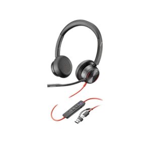 POLY - Blackwire 8225 Audífonos Alámbricos para Call Center USB-C + Adaptador USB-A - Negro