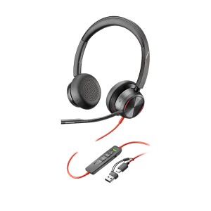 Poly - Blackwire 8225 Audífonos Alámbricos USB-C + Adaptador USB-A con Micrófono - Negro