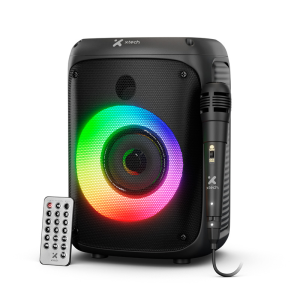 Xtech - Bocina Bluetooth RGB 10W RMS 4” con Micrófono Alámbrico - Negro