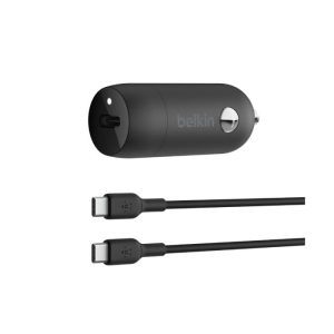 Belkin - Cargador de Carro PD 30W USB-C Negro + Cable USB C a USB C