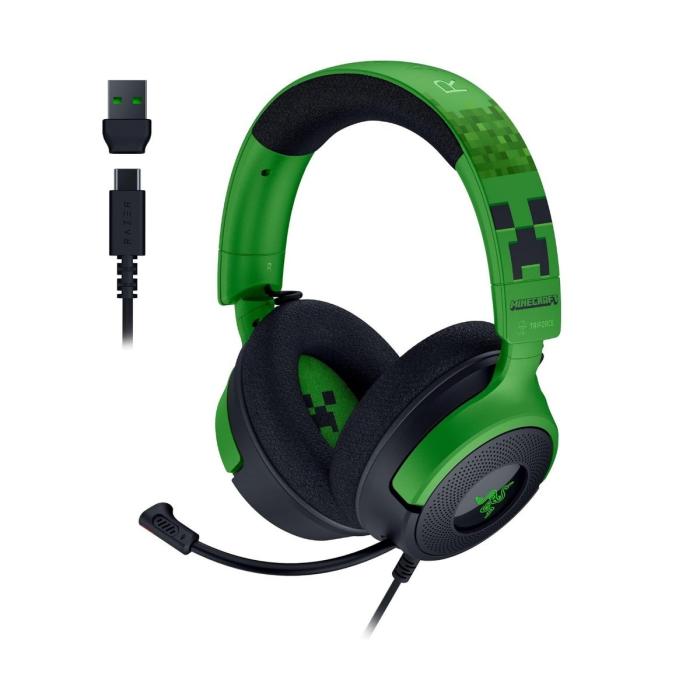 Razer - Kraken V4 X Audífonos Alámbricos USB-A y USB-C Chroma RGB- Edición Minecraft